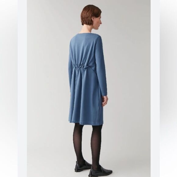 COS midi elastic waist dress in blue size Medium - Picture 1 of 10